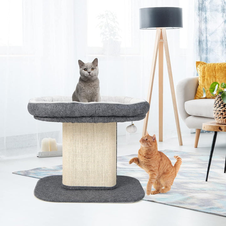 COSTWAY Kratzbaum Klein, 50cm hoch, Katzenbaum mit weicher Plüschsitzfläche &amp; Sisal-Kratzsäule &amp; Bal