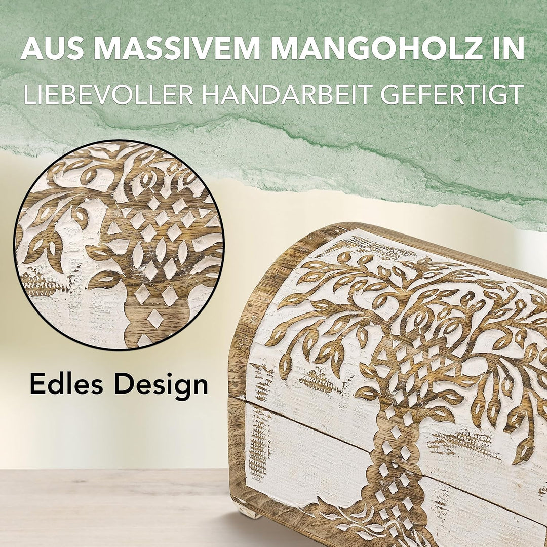 Kunstversteck Schatzkiste Baum des Lebens Design 2, massive Holz-Schatulle Dekobox 20,5 x 11 x 12,5