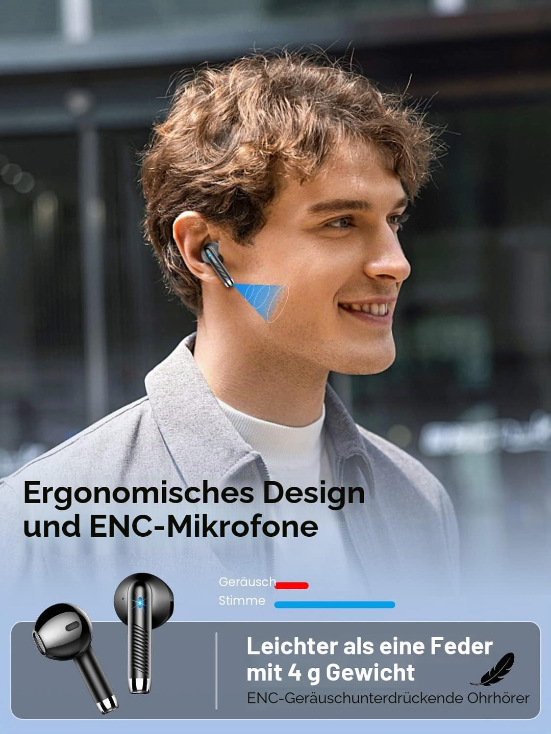 Kopfhörer Kabellos Bluetooth 5.3 In Ear mit CVC8.0 Mikrofon, 40H Kabellose Noise Cancelling Earbuds