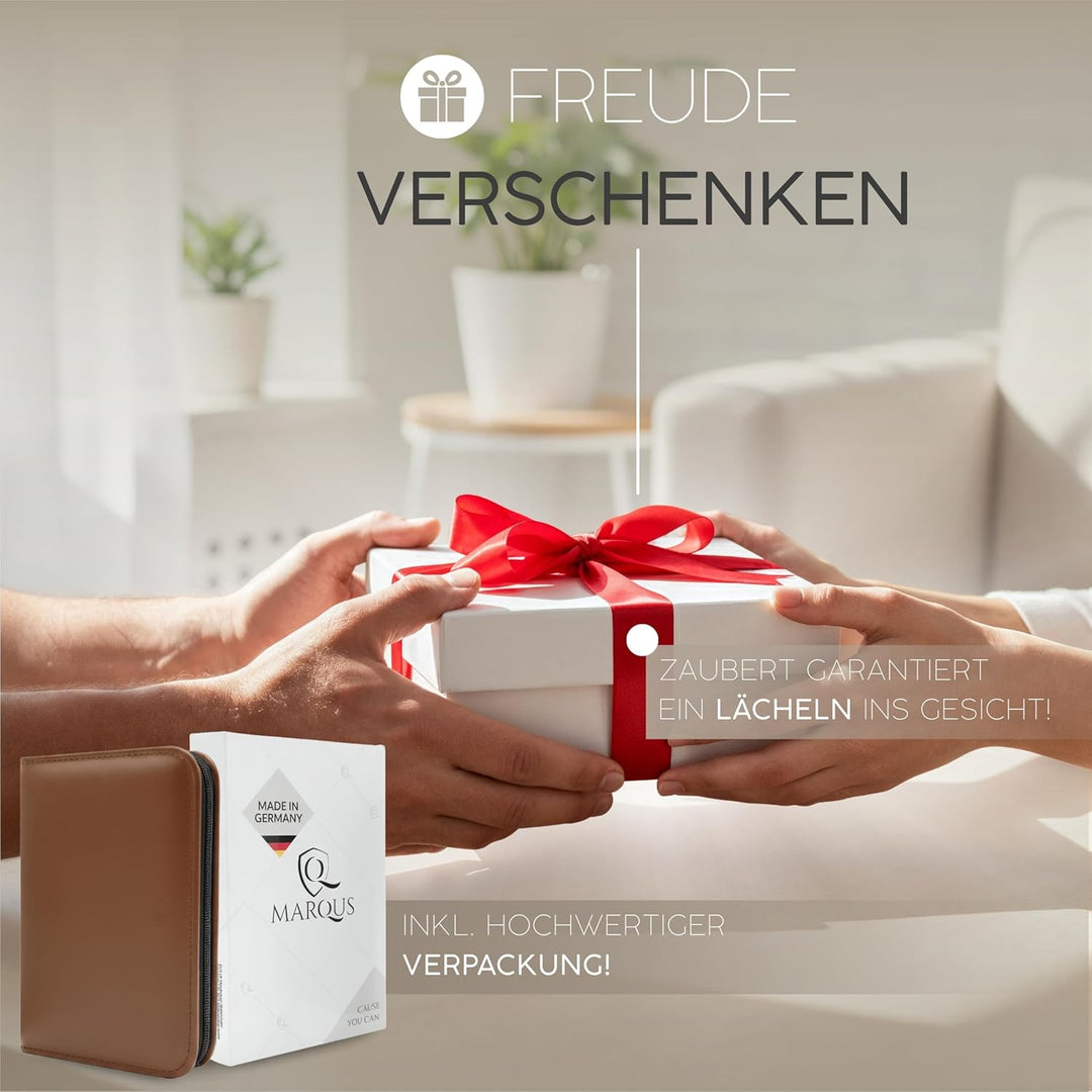 marQus Solingen Maniküre Set - 12 Teile in Echt Leder Etui handlich und weich - Komplettes Kit mit a