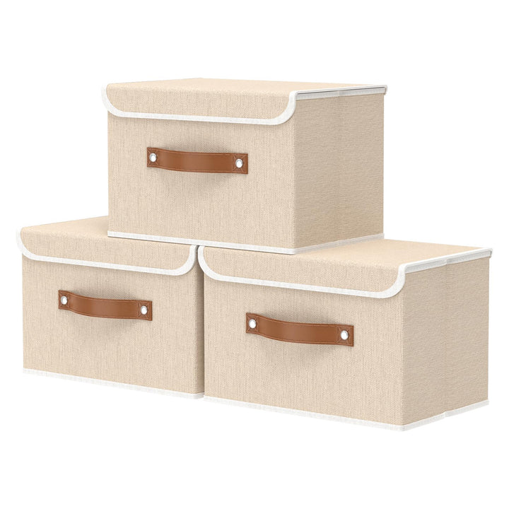 OUTBROS Aufbewahrungsboxe mit Deckel, 38 x 25 x 25 cm, Faltbare Stoffboxen,Aufbewahrungskörbe,kleide