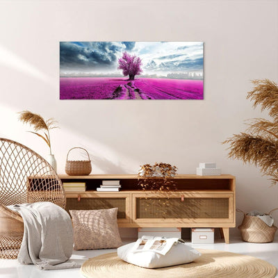 Wandbilder Dekoration Wohnzimmer Heidefeld Baum Wolken Landschaft Panorama Bilder auf Leinwand 120x5