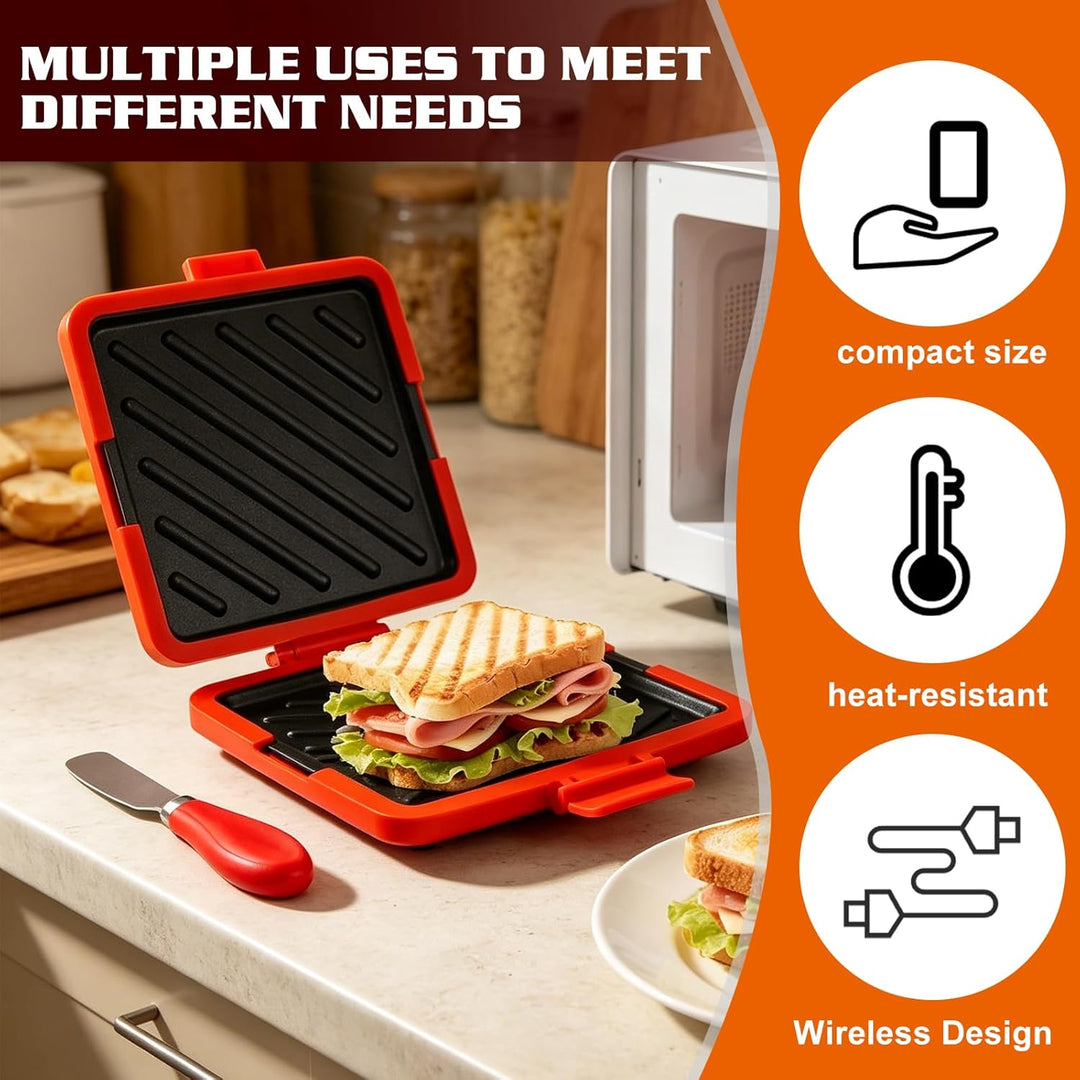 Sandwichmaker Mikrowellen, Silikon Sandwichtoaster 16 cm, Sandwich Maker Mit Buttermesser, Presse 3