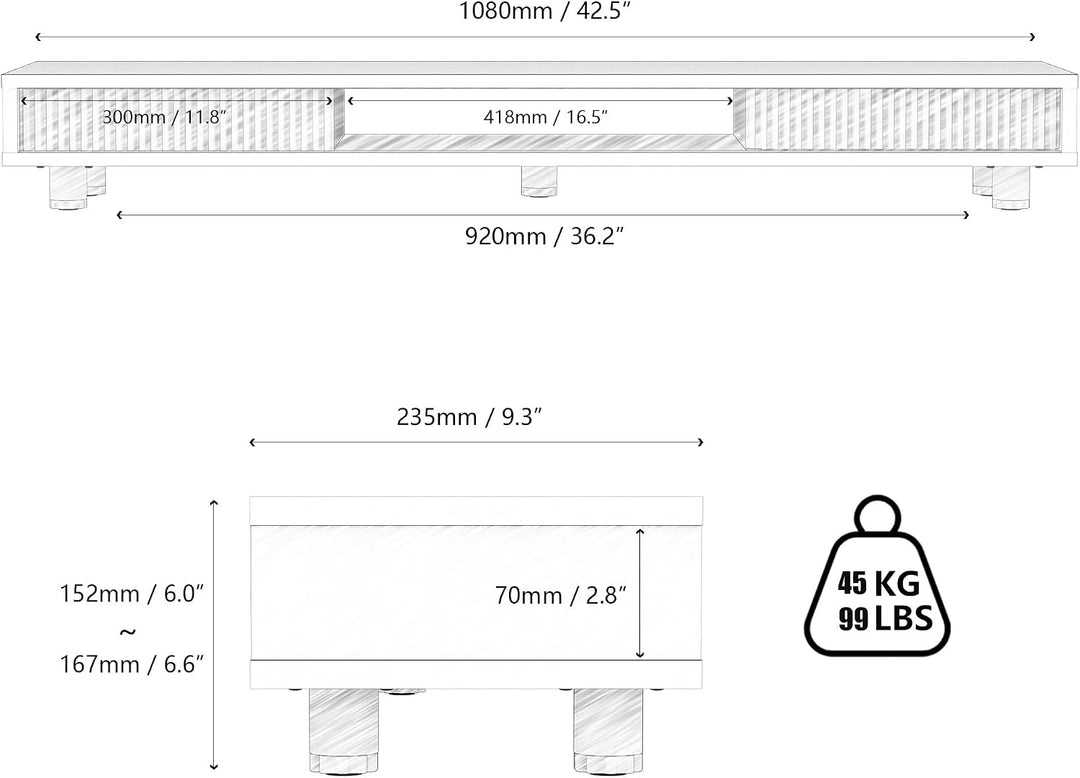 Fenge Dual Monitorständer 108cm Grosser Bildschirmständer mit 2 Glas-Schiebetür Höhenverstellbarer M