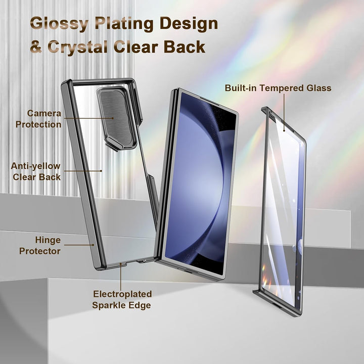 spoovcto für Samsung Galaxy Z Fold6 Hülle: mit integriertem Kamera- Ständer, Schutzschale, luxuriöse