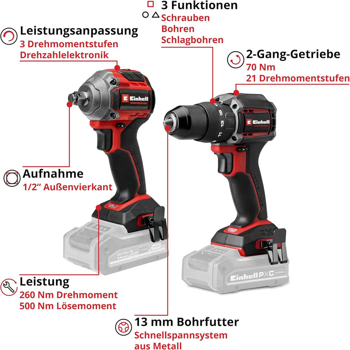 Einhell Professional Akku-Schlagbohrschrauber + Schlagschrauber Set Professional Schlagbohrschrauber
