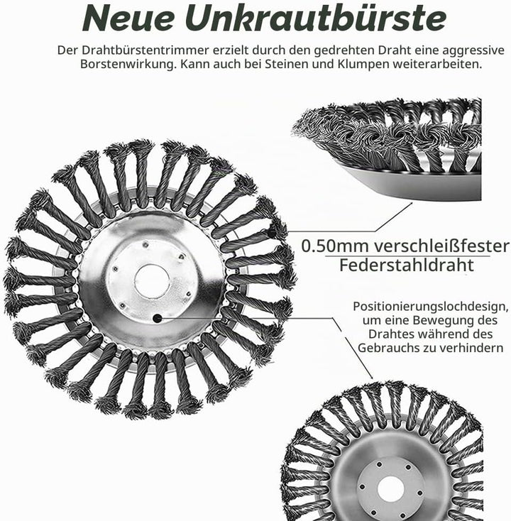 Viilich Unkrautbürste Unkrauttrimmer Motorsense Freischneider 200 x 25,4 MM Kegel Unkrautbuerste,mit