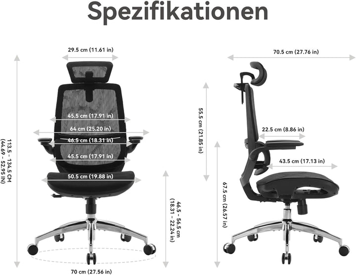 SIHOO M59AS Ergonomischer Bürostuhl mit 3D-koordinierbaren, hochklappbaren Armlehnen, Doppelsitzlehn