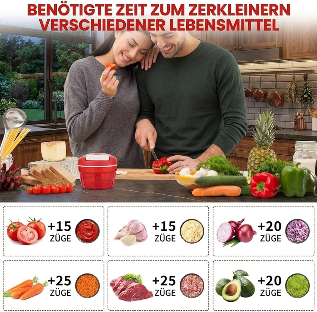 Zwiebelschneider Manuell，Zwiebel Zerkleinerer für Gemüse, Obst, Zwiebeln, Nüsse, Knoblauch (Rot)