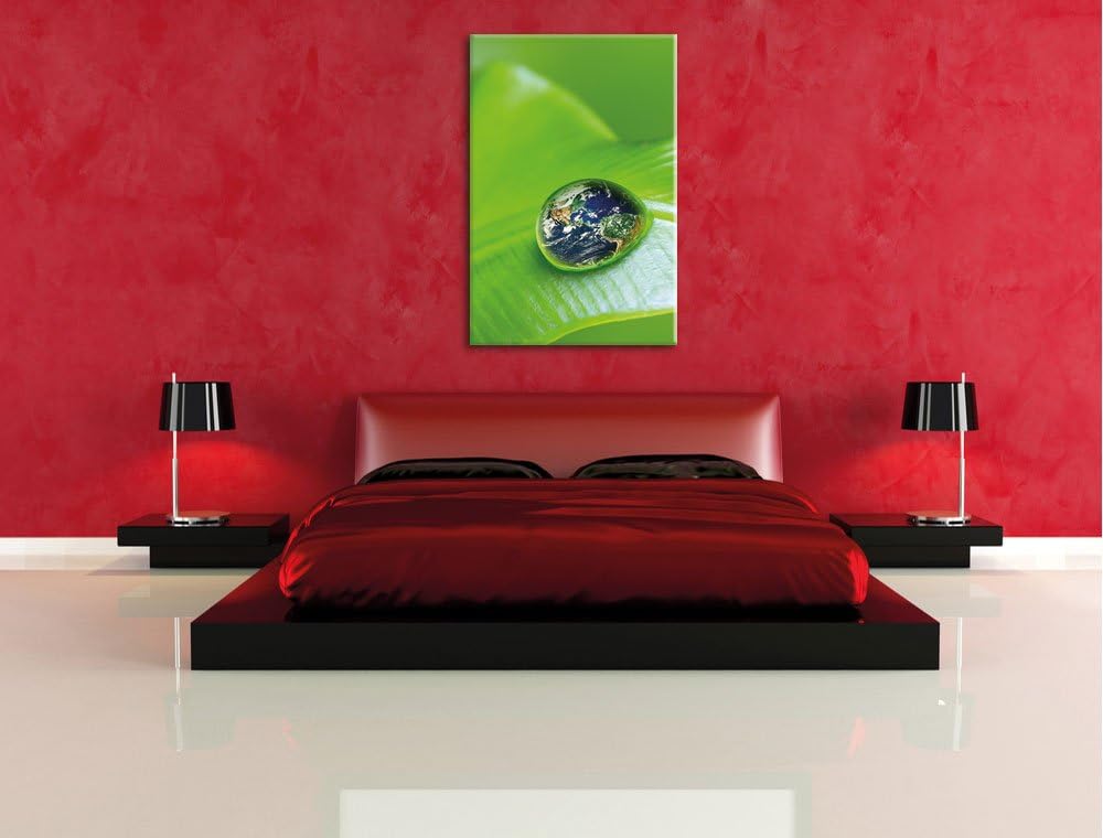 Pixxprint Tautropfen Planet Erde als Leinwandbild/Grösse: 100x70 / Wandbild/Kunstdruck/fertig bespan
