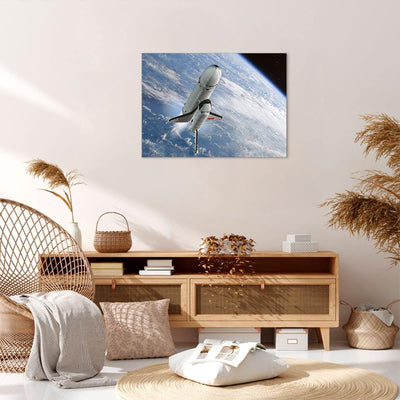 Bilder auf Leinwand Himmel Rakete Kosmos Planet Leinwandbild 70x50cm Wandbilder Dekoration Wohnzimme