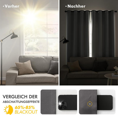 MIULEE Vorhänge Grau Blickdicht mit Ösen, Schöner Weicher Verdunklungsvorhänge zum Verdunkeln von Rä