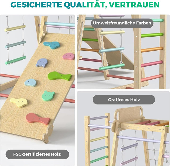 Maxi Klettergerüst Indoor ab 1 Jahr, 10 in 1 Multifunktional Klettergerüst für Kinder, Montessori Sp