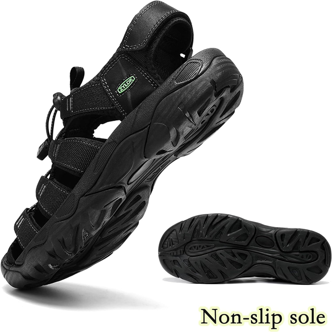 Herren Sandalen Leder Strand Trekkingsandalen Outdoorschuhe Sommer Wanderschuhe Männer Sport-Outdoor