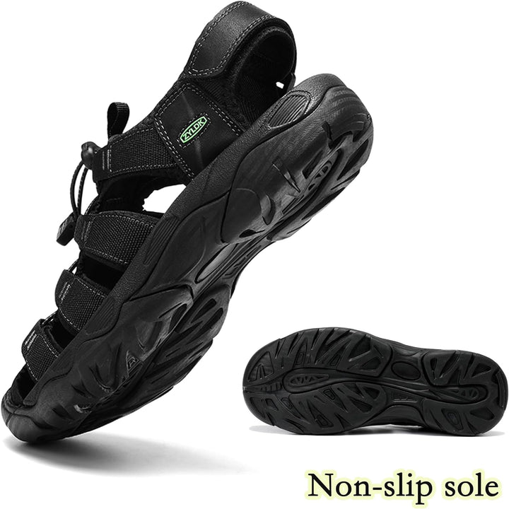 Herren Sandalen Leder Strand Trekkingsandalen Outdoorschuhe Sommer Wanderschuhe Männer Sport-Outdoor