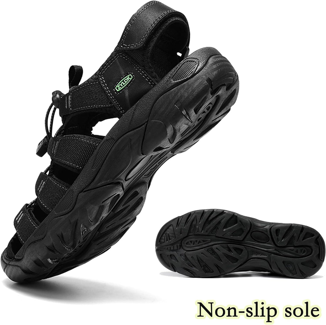 Herren Sandalen Leder Strand Trekkingsandalen Outdoorschuhe Sommer Wanderschuhe Männer Sport-Outdoor