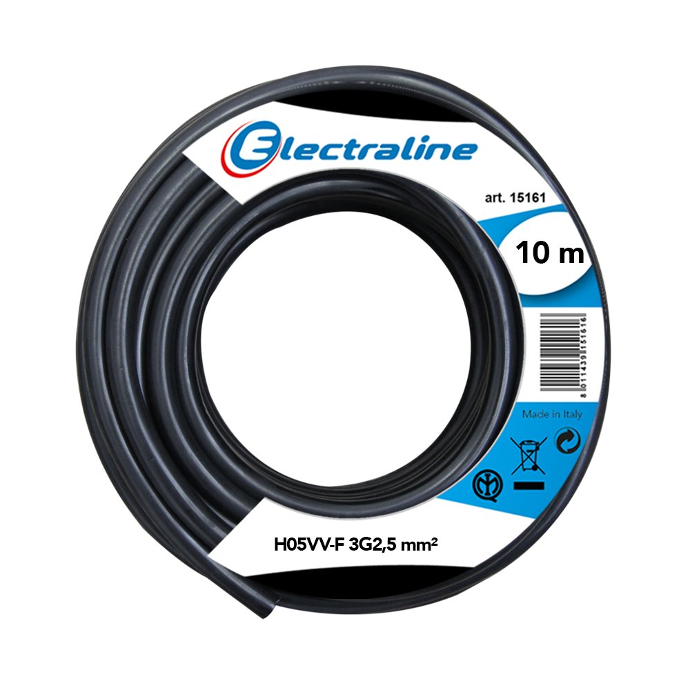 Kabel H05VV-F, 3G2.5 mm, 10 mt, Schwarz/Weiss