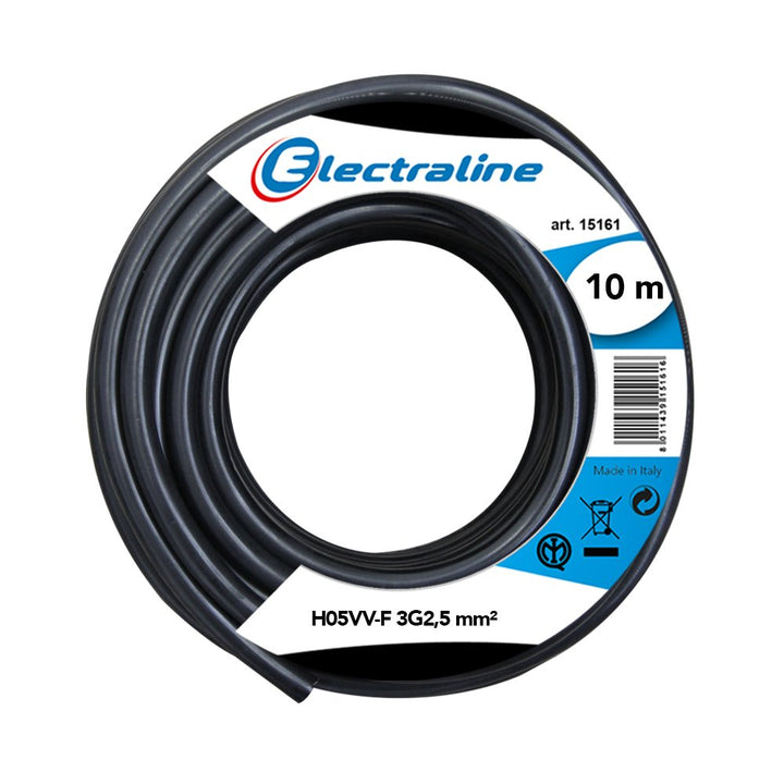 Kabel H05VV-F, 3G2.5 mm, 10 mt, Schwarz/Weiss