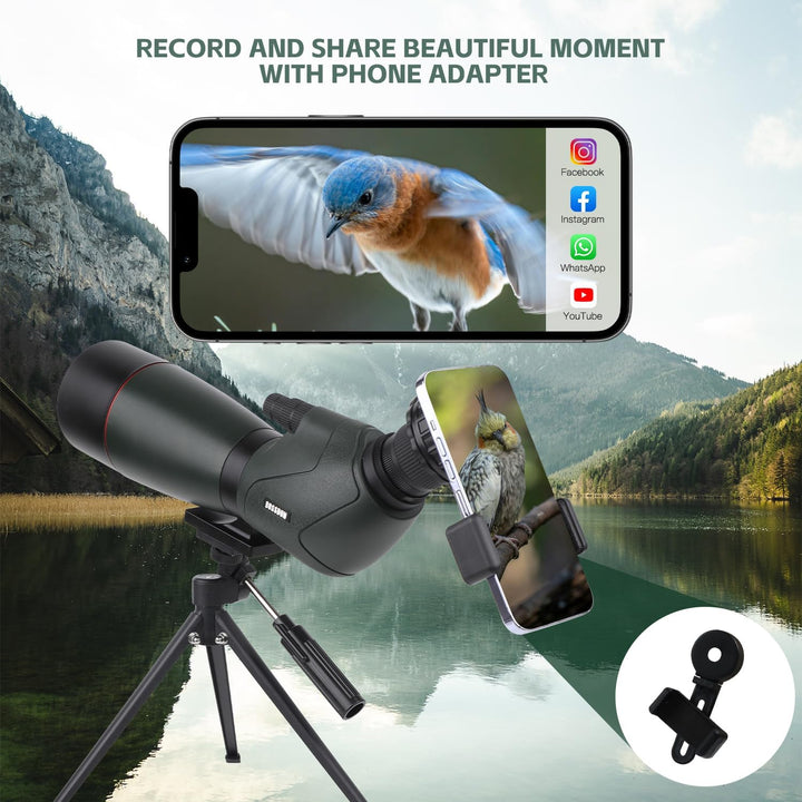 Spektive für Zielschiessen - HD Spektiv mit Stativ Tragetasche & Smartphone Halterung - BAK4 Spektiv