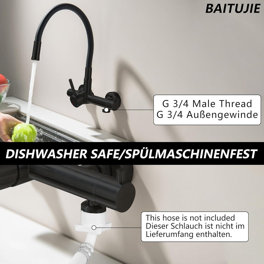 Wandarmatur Küche mit 3/4 Zoll Anschluss für Geschirrspüler/Waschmaschine, Küchenarmatur Wandmontage