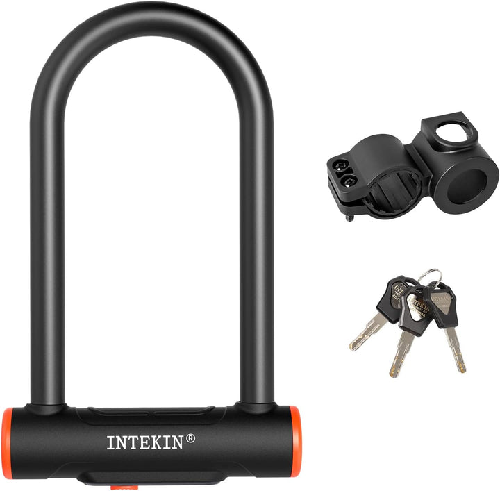 INTEKIN Fahrradschloss mit 16mm starkem Bügel, Fahrrad Bügelschloss mit Halterung, schweres Fahrrad