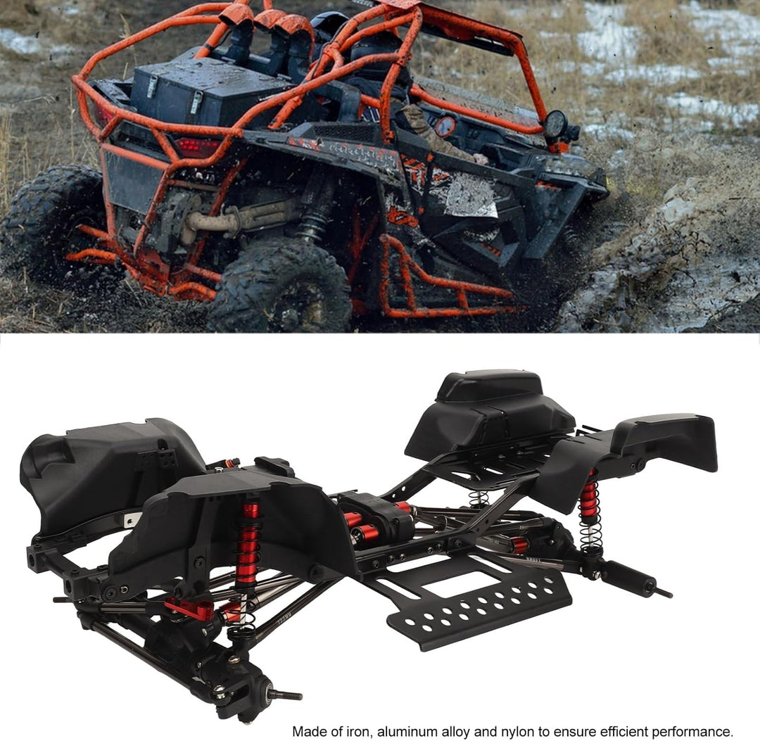 Dilwe RC Auto SCX10 Chassis Rahmenkit, 313mm Radstand, Kohlefaser + Alu, für SCX10 1/10 RC Crawler O