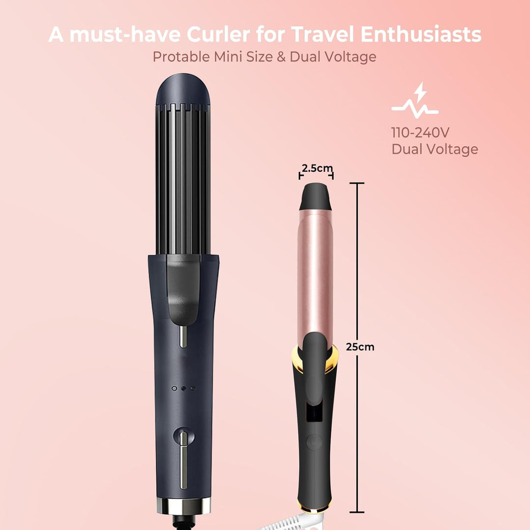 Mini Lockenstab 25mm, Lockenstab mit Klemme, Curling Iron 110-240V, Lockenstäbe Kurze Haare mit LED