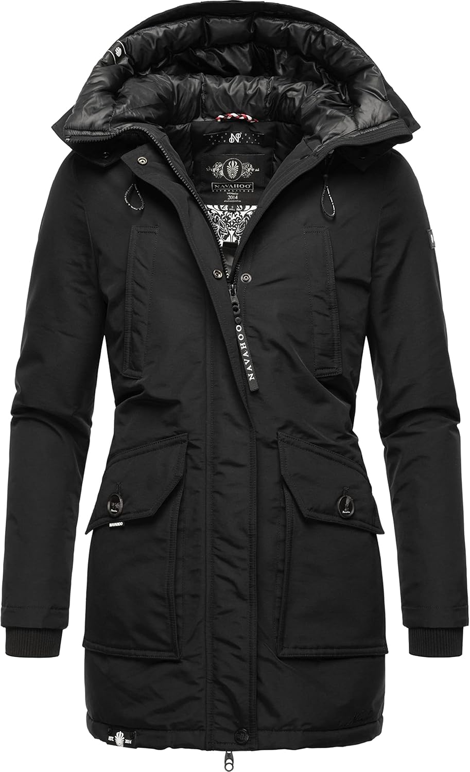 Navahoo Damen Warmer Winter Kurzmantel Blizzardstorm XS-3XL S Schwarz, S Schwarz