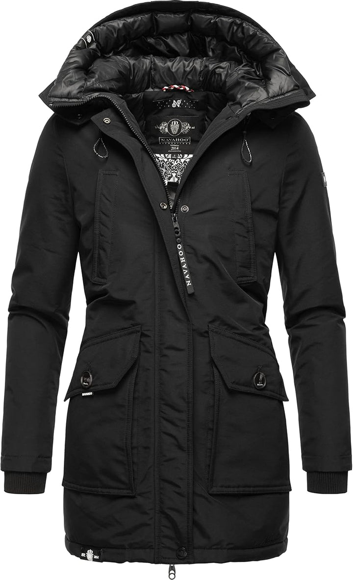 Navahoo Damen Warmer Winter Kurzmantel Blizzardstorm XS-3XL S Schwarz, S Schwarz