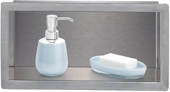 Skelang Badezimmer-Regal, Dusche, Einbau-Dusche, Edelstahl, 15 × 30 cm, Masse des Wandlochs: 13 × 28