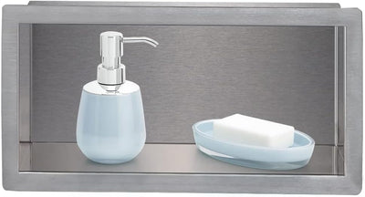 Skelang Badezimmer-Regal, Dusche, Einbau-Dusche, Edelstahl, 15 × 30 cm, Masse des Wandlochs: 13 × 28