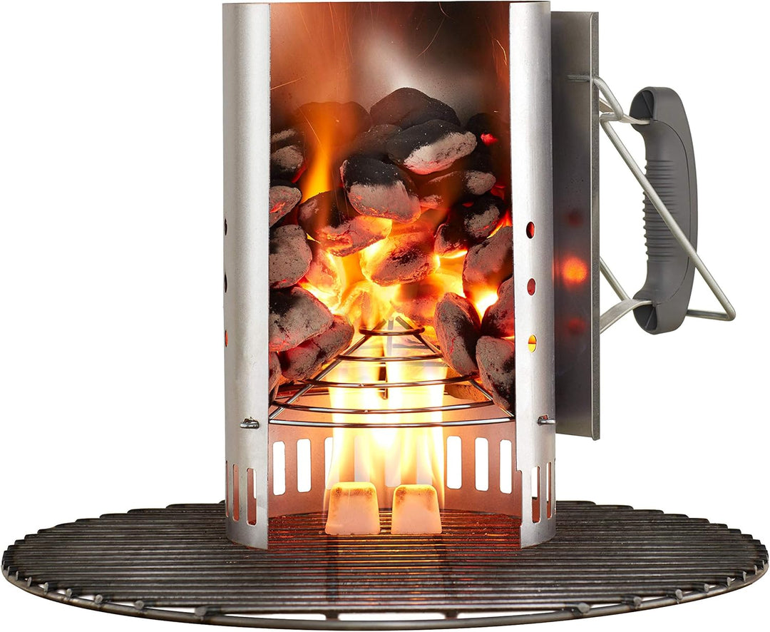 Weber Anzündset -Rapidfire Starter Set, besteht aus Amzündkamin - Gross (32cm), 2Kg Holzkohlebrikett