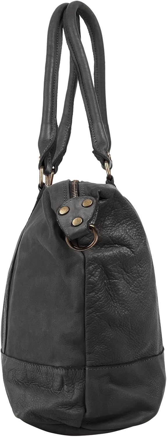 Reisetasche Echt Leder Damen Made in Italy | Weekender mit Schultergurt | Handgepäck mit Reissversch