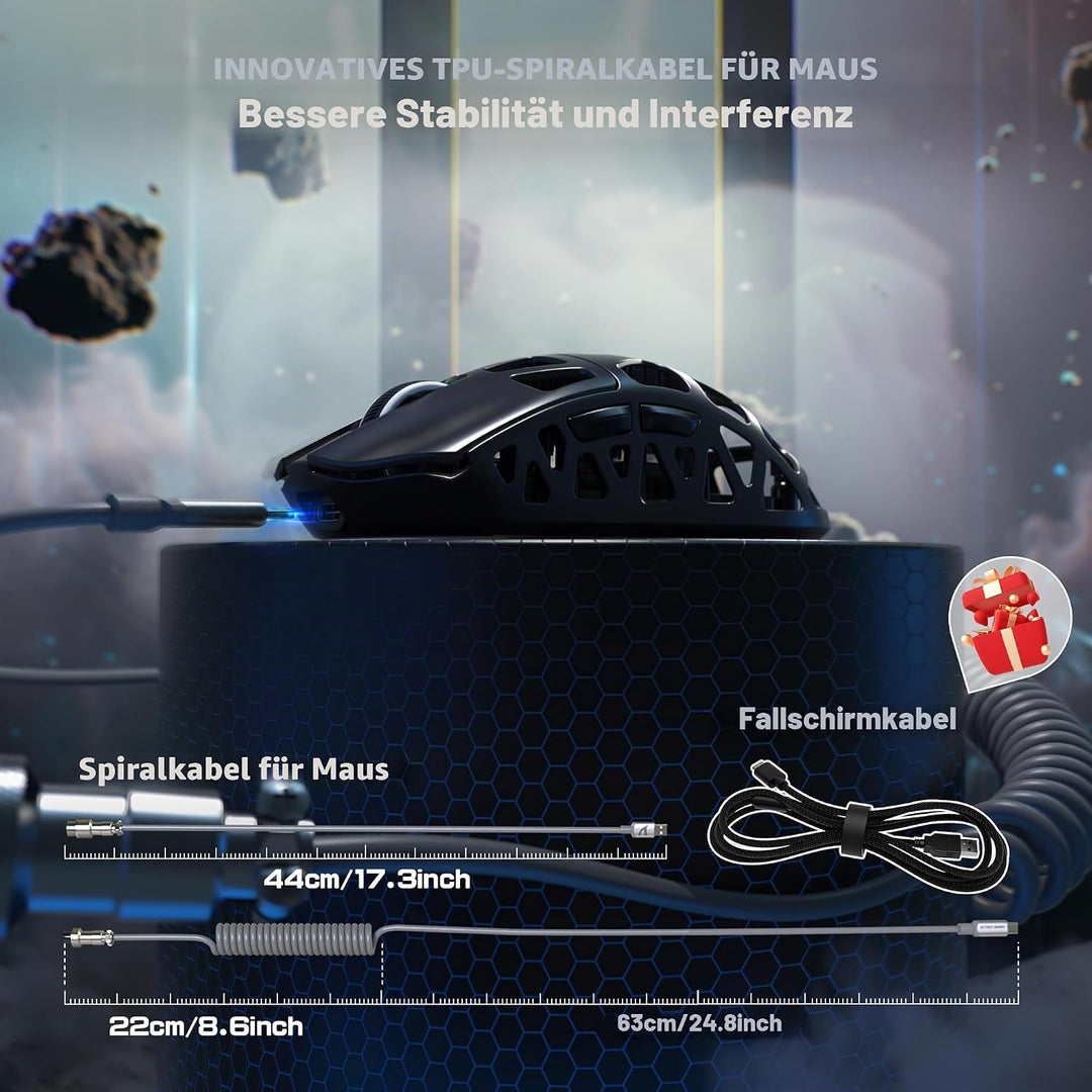 ATTACK SHARK R3PRO 46g Superlight Magnesiumlegierung Maus, 8000Hz Kabellose Abfragerate, 26000 DPI,