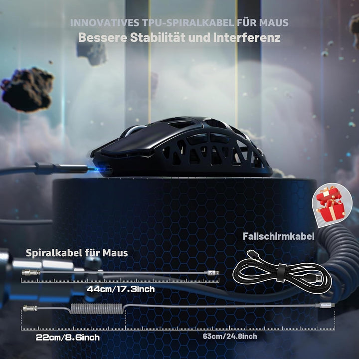 ATTACK SHARK R3PRO 46g Superlight Magnesiumlegierung Maus, 8000Hz Kabellose Abfragerate, 26000 DPI,