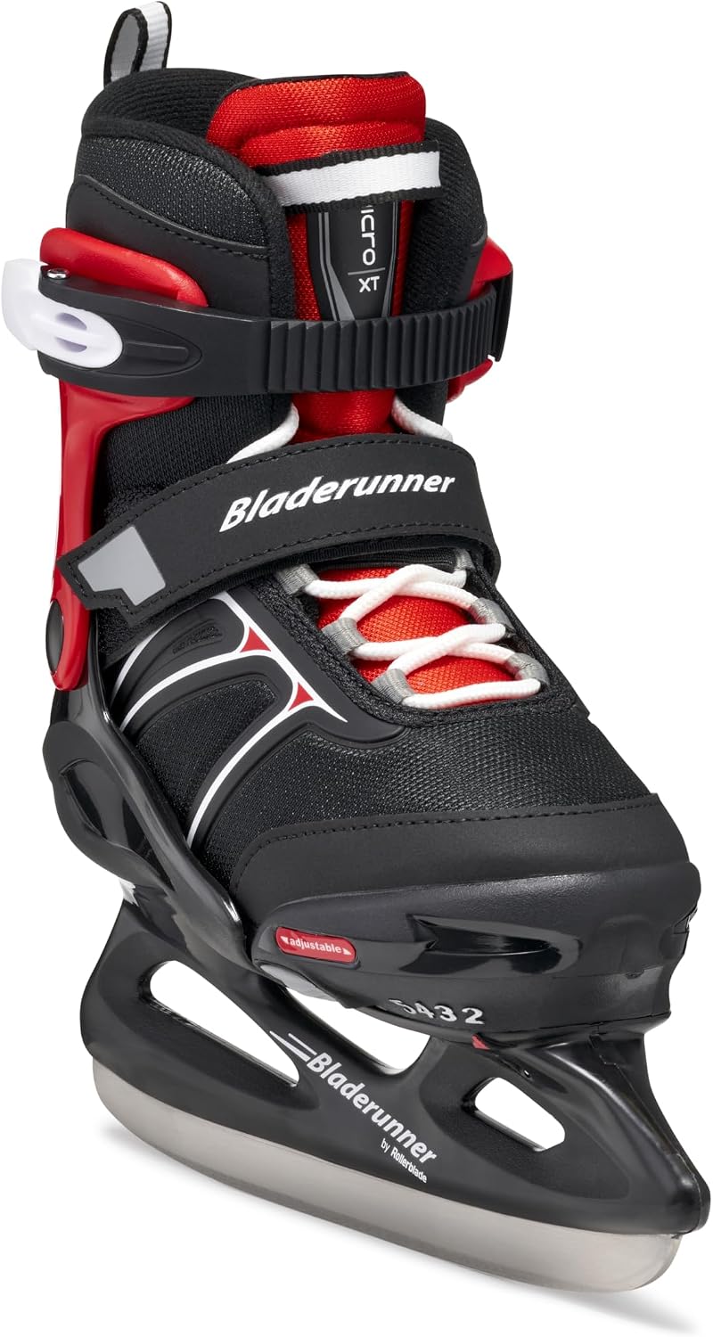 Bladerunner Micro XT Ice Schlittschuh Grössenverstellbar, Jungen, Schwarz/Rot 29-34 (UK: 11J-1 / US: