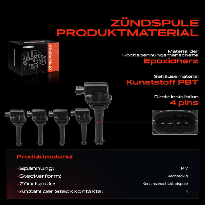 Frankberg 5x Zündspule Zündmodul Kompatibel mit C70 I 2.0L-2.5L 1998-2005 S60 I 2.4L-T5 2000-2009 S8