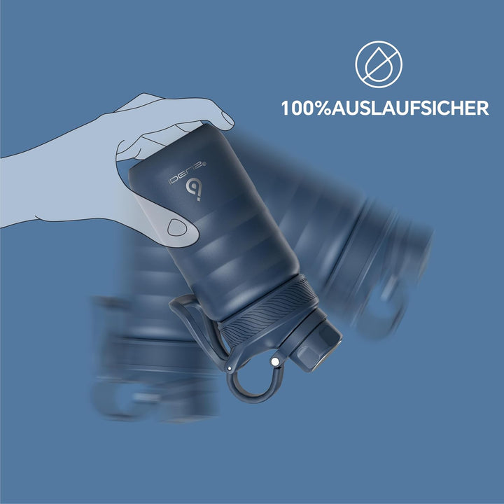 IDEUS Vakuumisolierte Wasserflasche, 12oz (360ml) Edelstahl Doppelwand Flasche Metall Sport Kantine
