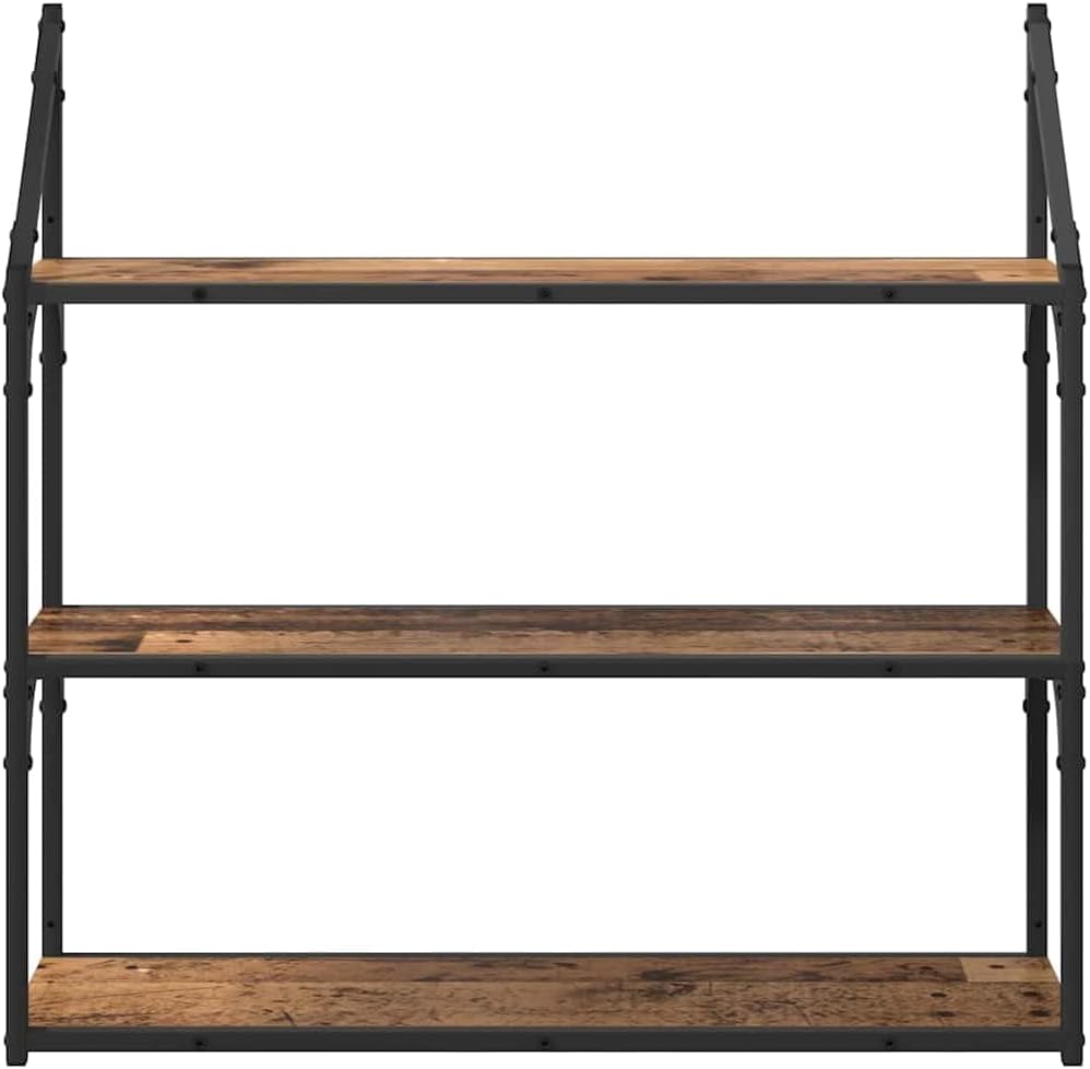 vidaXL Wandregal mit Regal Altholz 80 x 21 x 78,5 cm Holzwerkstoff, Moderne, rechteckige Wandregale,