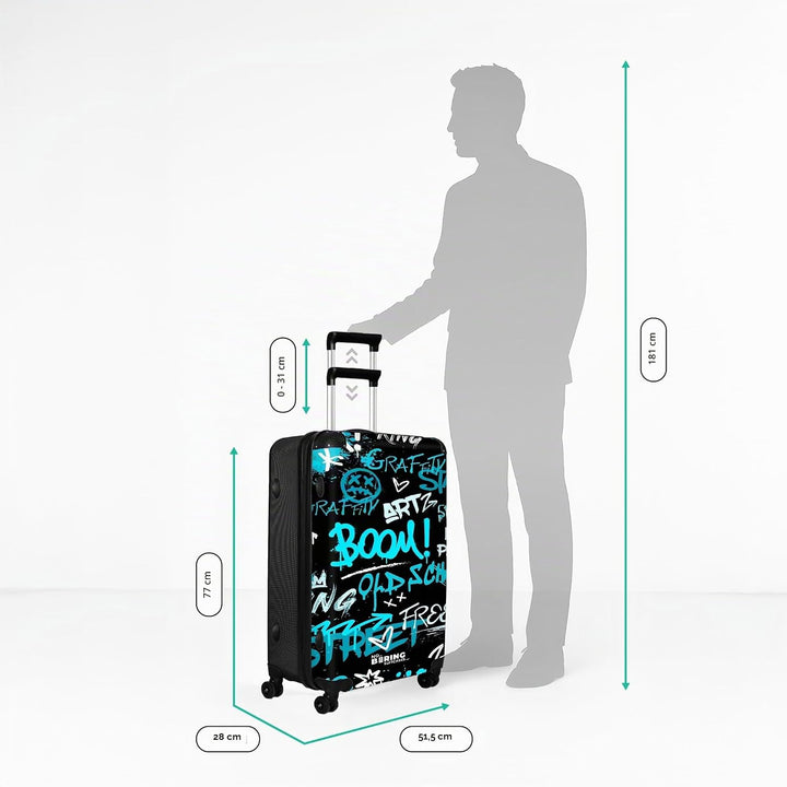 NoBoringSuitcases.com® Koffer XL Gross 77x51.5x28 cm Hartschale Reisekoffer 4 Rollen Leicht Koffer T