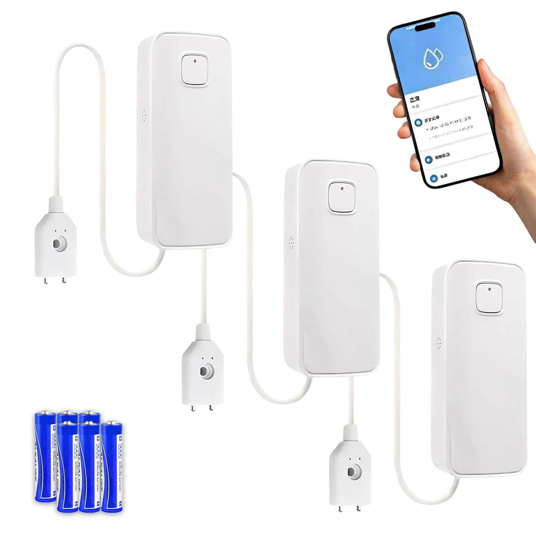 WiFi Wasserleck Sensor, 80dBwater Sensor Alarm, Sumpfpumpe Alarm, TUYA APP Kostenlose Fernüberwachun