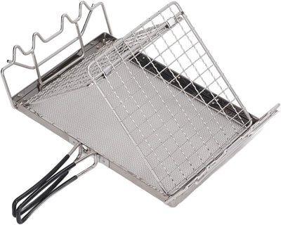 Campingkocher-Toaster, Zusammenklappbarer Toaster aus Edelstahl, Toastgestell, Tragbarer 2-Toast-Bro