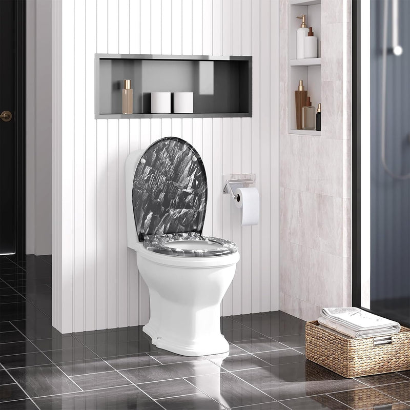 WOLTU Toilettendeckel, WC Sitz mit Absenkautomatik, Klodeckel Klobrille mit Quick-Release-Funktion,