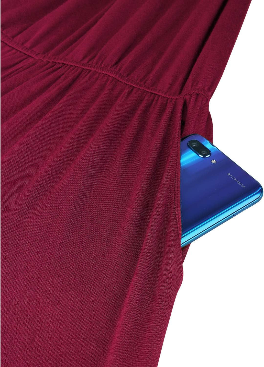 OUGES Damen Sommer Ärmellos Jumpsuit Overall Lang Hosenanzug Casual Playsuit Romper mit Taschen S We