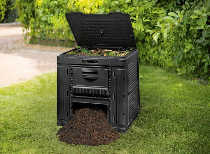 Curver Outdoor E-Composter Gartenkomposter aus Kunststoff 470L Schnellkomposter Deckel Klappbar 79 x