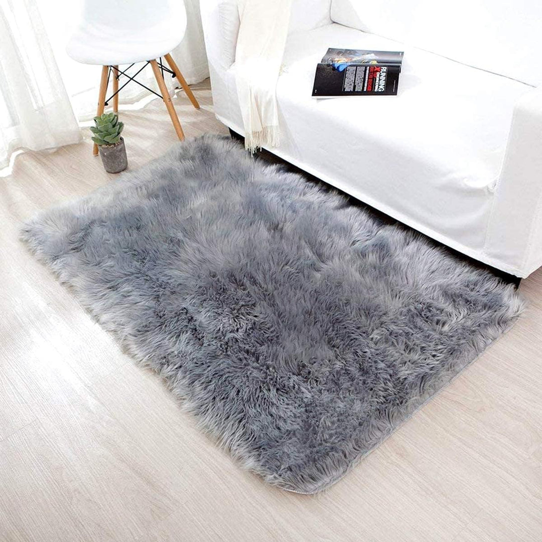 HEQUN Faux Lammfell Schaffell Teppich Kunstfell Dekofell Lammfellimitat Teppich Longhair Fell Nachah