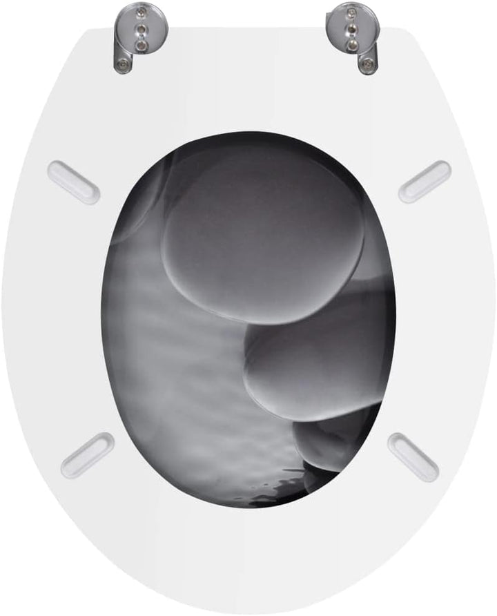 HOMIUSE 43,7x37,8 cm Toilettensitz MDF Steine Toilettendeckel Wc Sitz Klobrille Wc Deckel Toilettenb