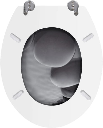 HOMIUSE 43,7x37,8 cm Toilettensitz MDF Steine Toilettendeckel Wc Sitz Klobrille Wc Deckel Toilettenb