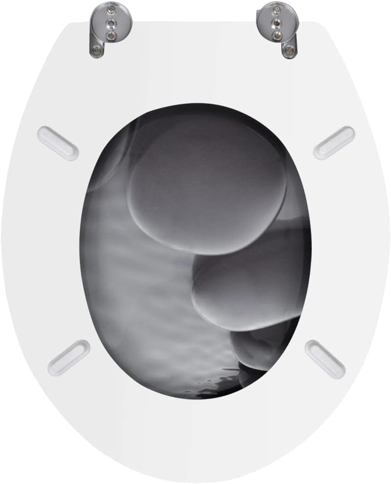 HOMIUSE 43,7x37,8 cm Toilettensitz MDF Steine Toilettendeckel Wc Sitz Klobrille Wc Deckel Toilettenb