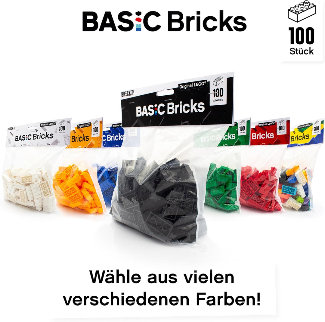 Lego Steine Classic, Schwarz, 2x4 Bausteine, 100 Stück - Einzelteile Starterset oder Erweiterung für